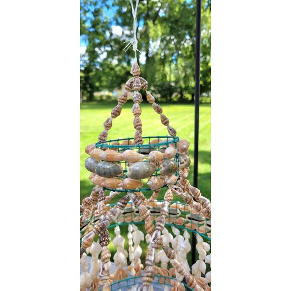 Vintage Boho Costal Beach Seashell Chandelier Approx 26"x12" - Picture 7 of 8